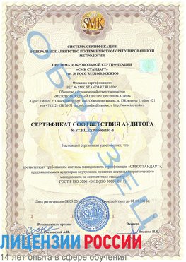 Образец сертификата соответствия аудитора №ST.RU.EXP.00006191-3 Когалым Сертификат ISO 50001